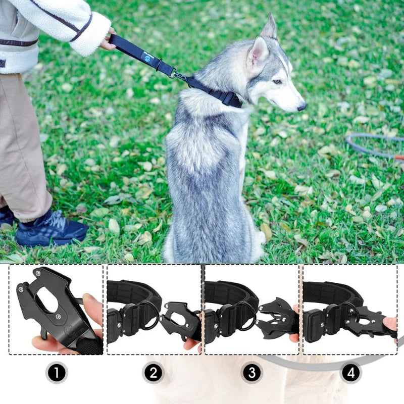 Nestora GripLine – Military-Grade Dog Collar & Short Leash Set | Nylon Control Lead for Large Dogs