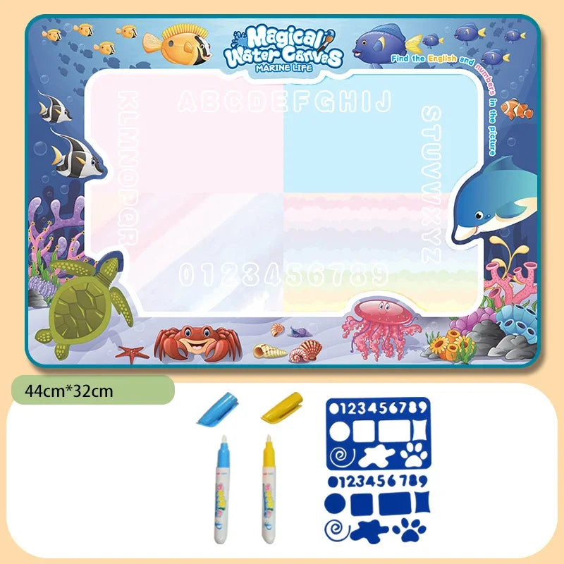 Nestora AquaDoodle – Magic Water Drawing Mat | Reusable Coloring Play Mat for Kids