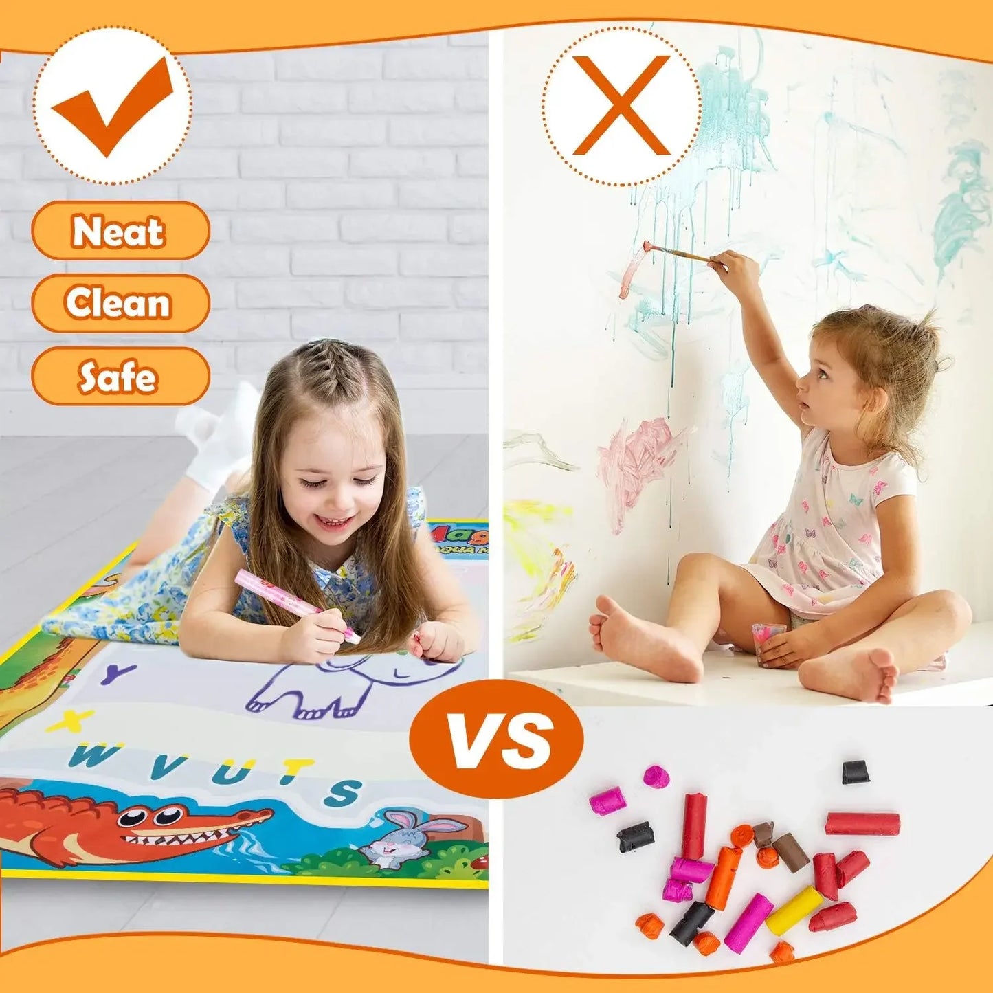 Nestora AquaDoodle – Magic Water Drawing Mat | Reusable Coloring Play Mat for Kids
