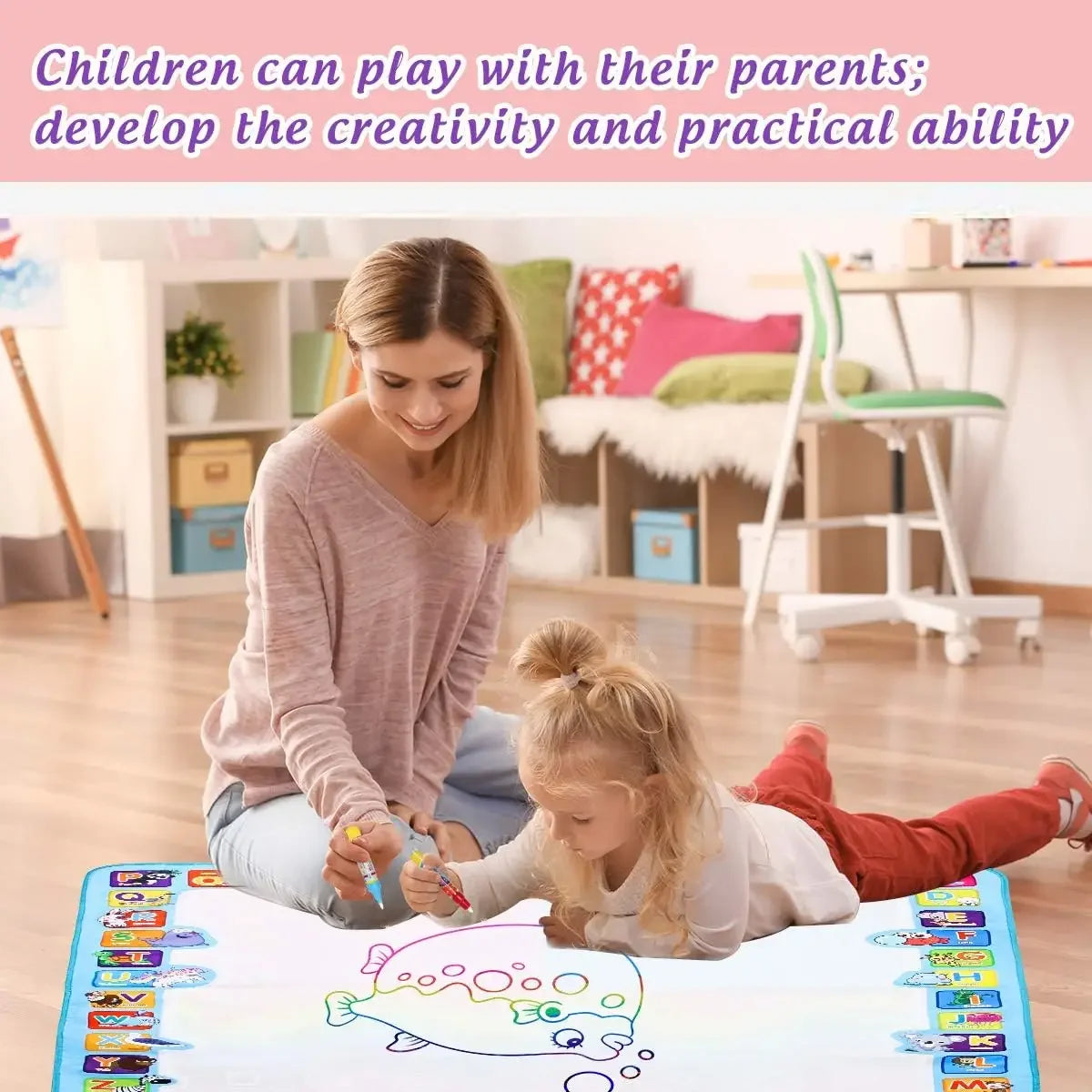 Nestora AquaDoodle – Magic Water Drawing Mat | Reusable Coloring Play Mat for Kids