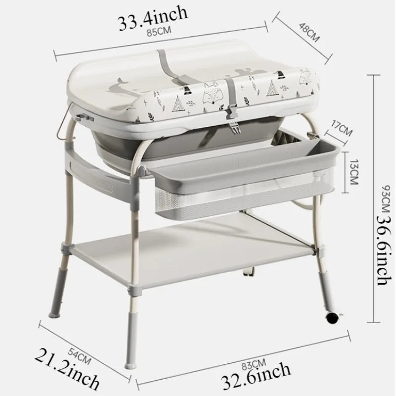 Nestora BathNest Duo – Foldable Baby Changing Table with Built-In Bathtub | Portable 2-in-1 Station