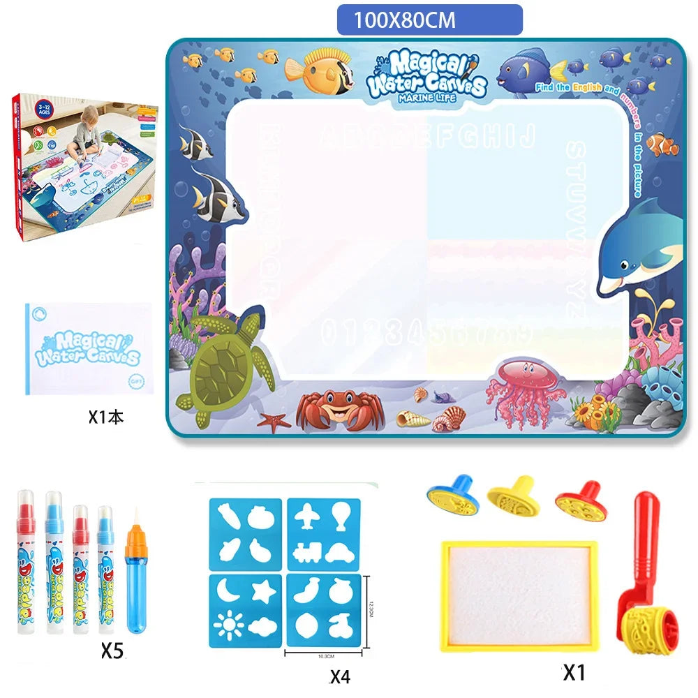 Nestora AquaDoodle – Magic Water Drawing Mat | Reusable Coloring Play Mat for Kids