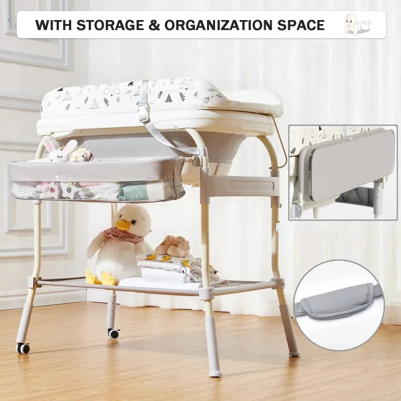 Nestora BathNest Duo – Foldable Baby Changing Table with Built-In Bathtub | Portable 2-in-1 Station