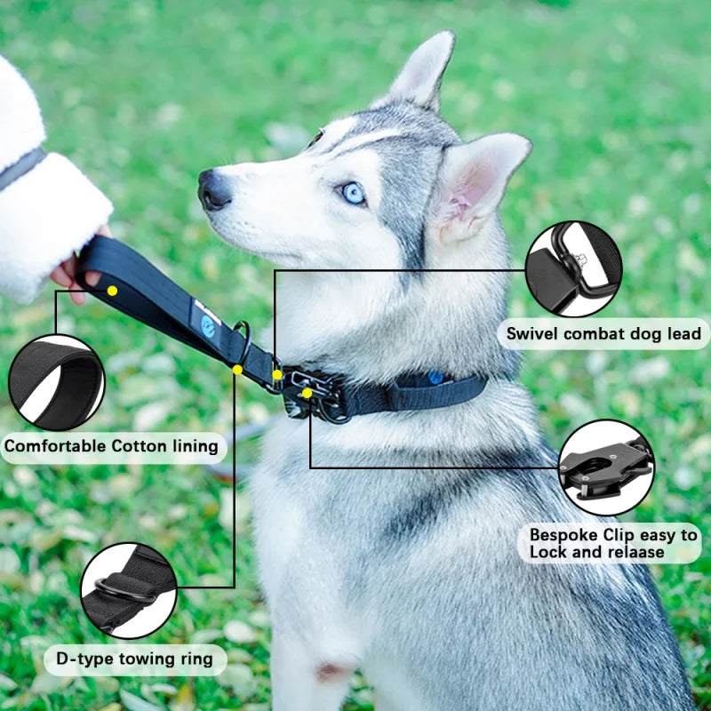 Nestora GripLine – Military-Grade Dog Collar & Short Leash Set | Nylon Control Lead for Large Dogs