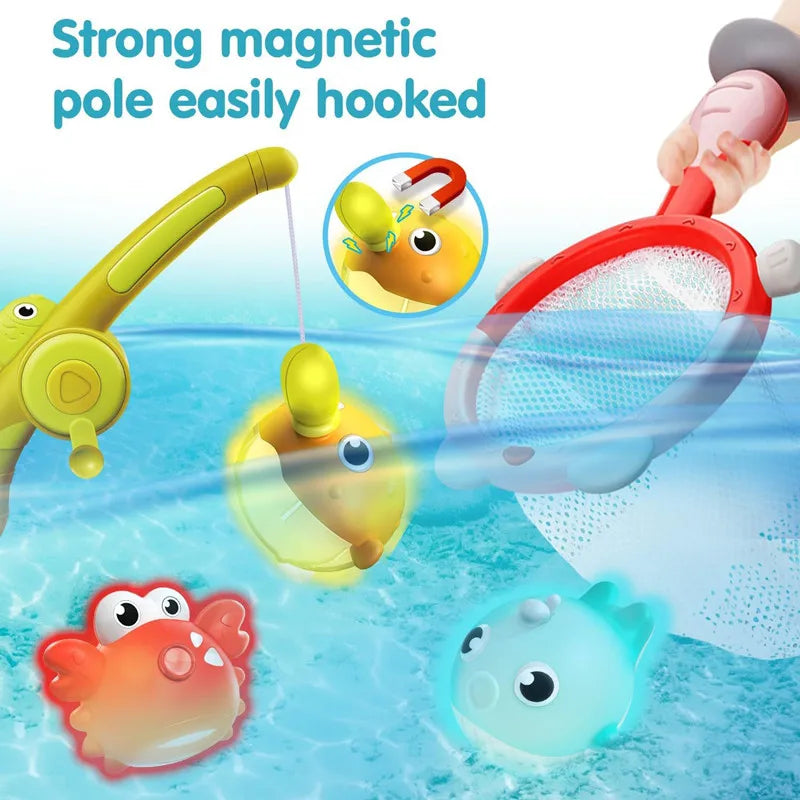 Nestora SplashCatch – LED Magnetic Fishing Game | Bath Toy Set for Toddlers