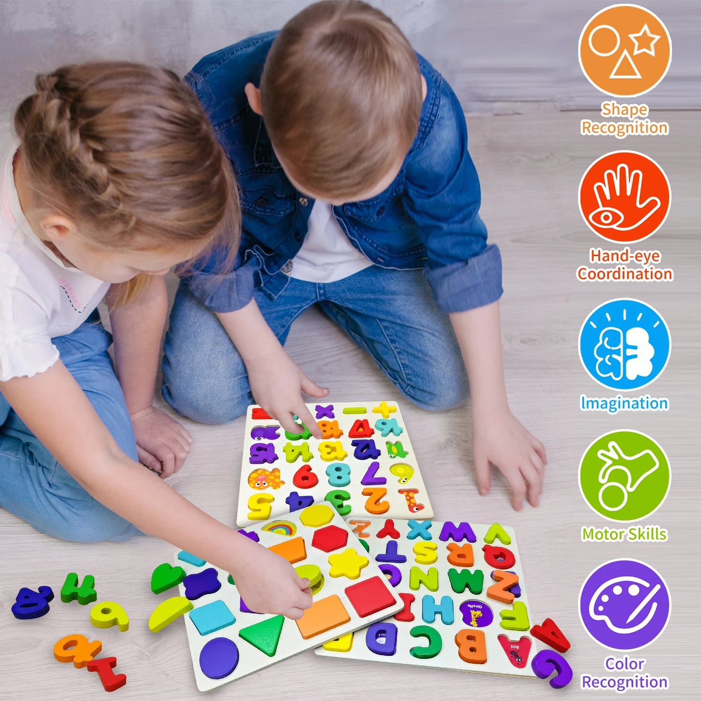 Nestora LearnNest – Montessori Wooden Puzzle | Alphabet & Number Matching Game for Kids