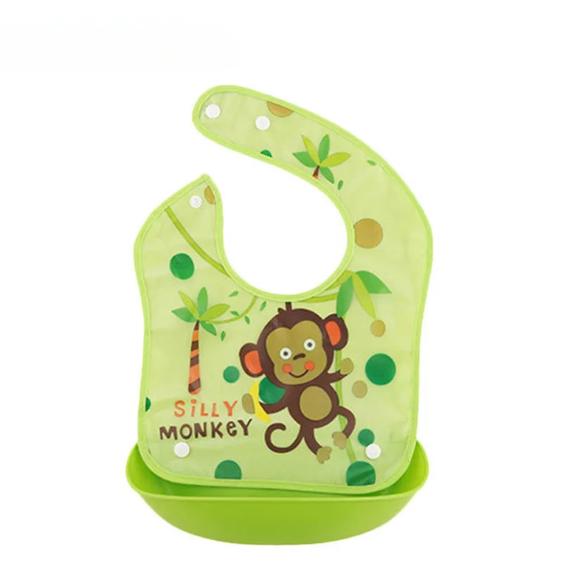 Nestora SnapSplash – Adjustable Cartoon Baby Bib | Waterproof & Mess-Proof