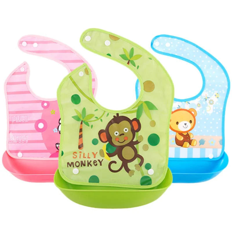 Nestora SnapSplash – Adjustable Cartoon Baby Bib | Waterproof & Mess-Proof