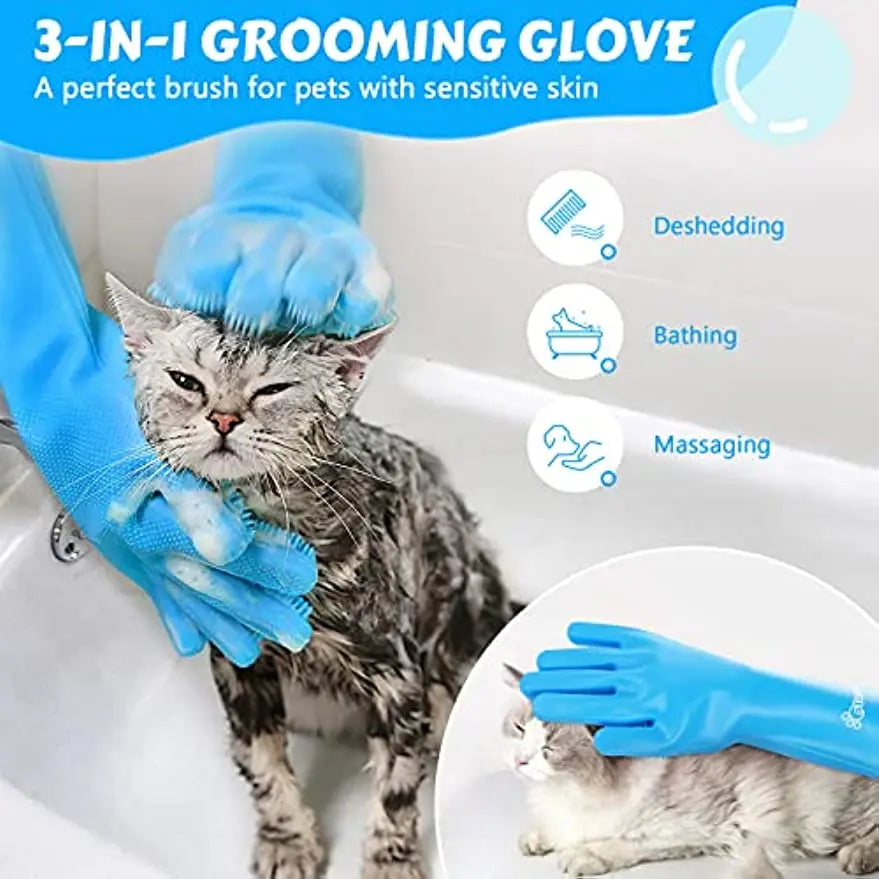 Nestora ScrubEase – Pet Grooming & Bathing Glove | Shampoo Scrubber & Massager for Dogs & Cats