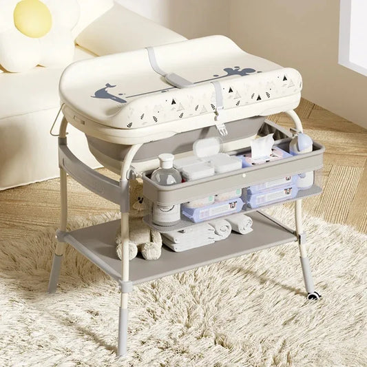 Nestora BathNest Duo – Foldable Baby Changing Table with Built-In Bathtub | Portable 2-in-1 Station