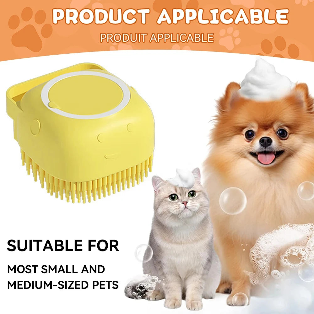 Nestora SoftScrub – Pet Grooming Bath Massage Brush with Soap Dispenser