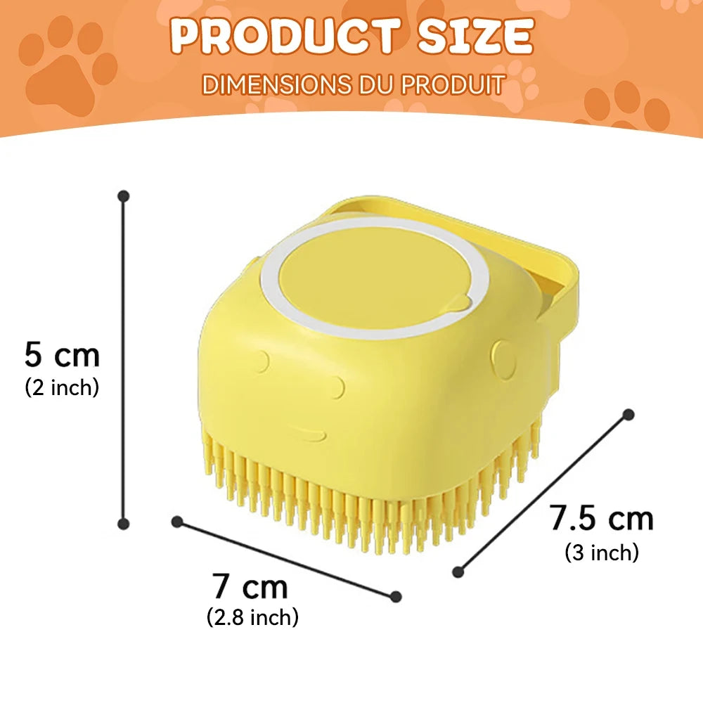 Nestora SoftScrub – Pet Grooming Bath Massage Brush with Soap Dispenser