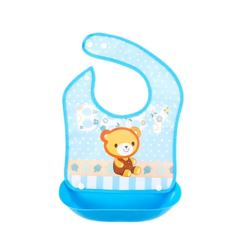 Nestora SnapSplash – Adjustable Cartoon Baby Bib | Waterproof & Mess-Proof