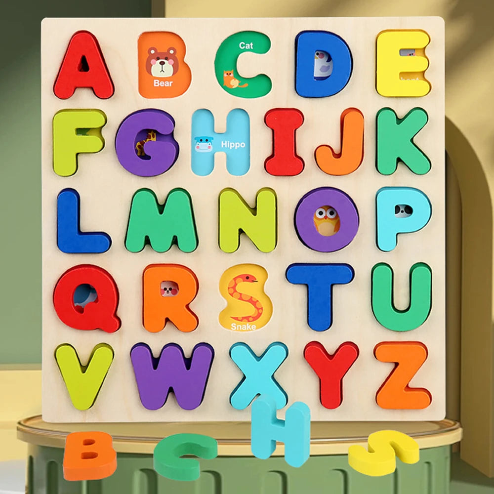 Nestora LearnNest – Montessori Wooden Puzzle | Alphabet & Number Matching Game for Kids