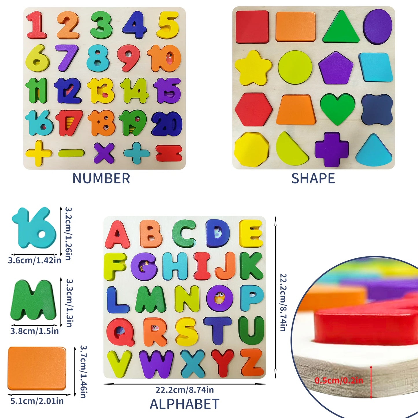 Nestora LearnNest – Montessori Wooden Puzzle | Alphabet & Number Matching Game for Kids